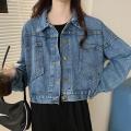 2024 Spring and Autumn New Retro Light Color Denim Jacket Women's Short Loose All-Matching Jacket BF Wind Top. 