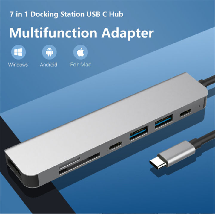 MZX%207in1%20Dock%20Station%204K%2030Hz%2060Hz%20HDMI-Compatible%20USB%20Hub%20Multi-hub%20Type%20C%20Tipo%20Adapter%20Splitter%203%200%20Docking%20Laptop%20Accessories%20-%20Image%202