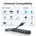 UGREEN USB 3.0 Hub 4 Ports USB A Splitter Ultra-Slim USB Expander for Mouse Keyboard Flash Drive for Laptop Desktop PC. 