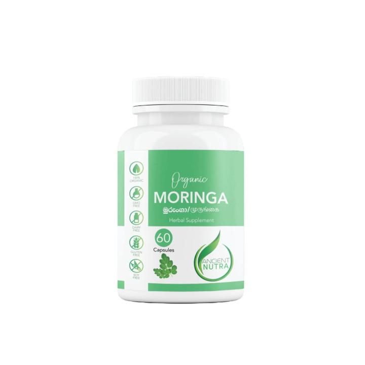 Ancient Nutraceuticals 100% Organic Pure Moringa - 500mg 60 Veg Capsules; Live A Healthy Life Rich In Multivitamins and Anti-Oxidants