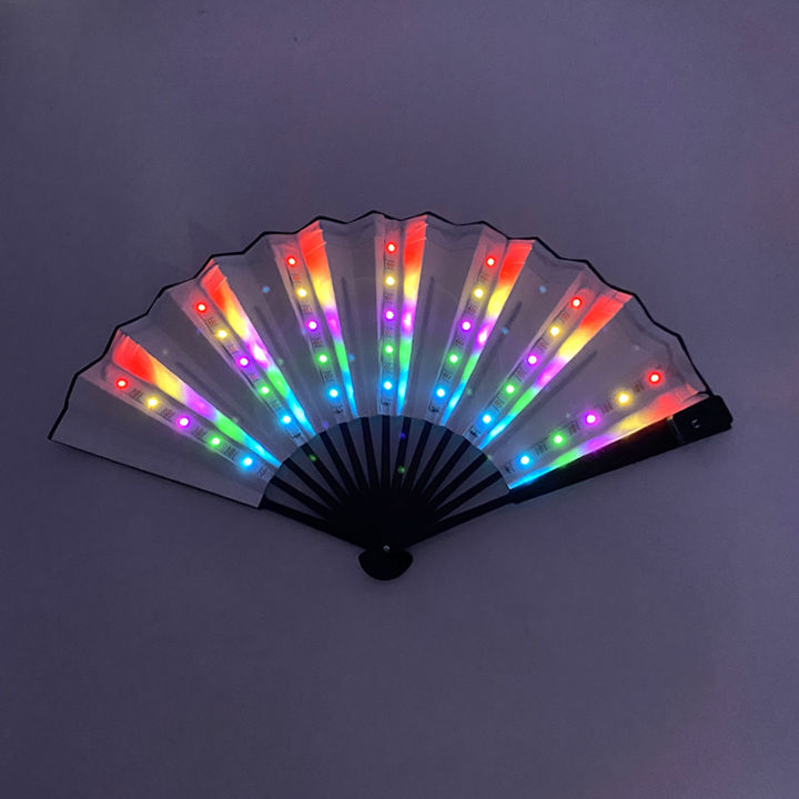 New%205V%20Rechargeable%20Colorful%20Change%20Portable%20Rave%20Fan%20Neon%20Fan%20Light%20Dance%20Music%20Party%20Performance%20Props%20Flash%20Folding%20Fan%20-%20Image%204