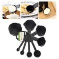Measuring Cup And Measuring Spoon Set 8 Pcs - Black  8 Pieces Glossy Measuring Cup and Spoon Set is Multi Purpose Kitchen Tool | Measuring Cups for Baking Cake Measuring Cups. 