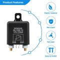 2 Pcs 12V 100Amp 4-Pin Heavy Duty ON/OFF Switch Split Charge Relay for Auto Boat Van Black Spare Parts. 