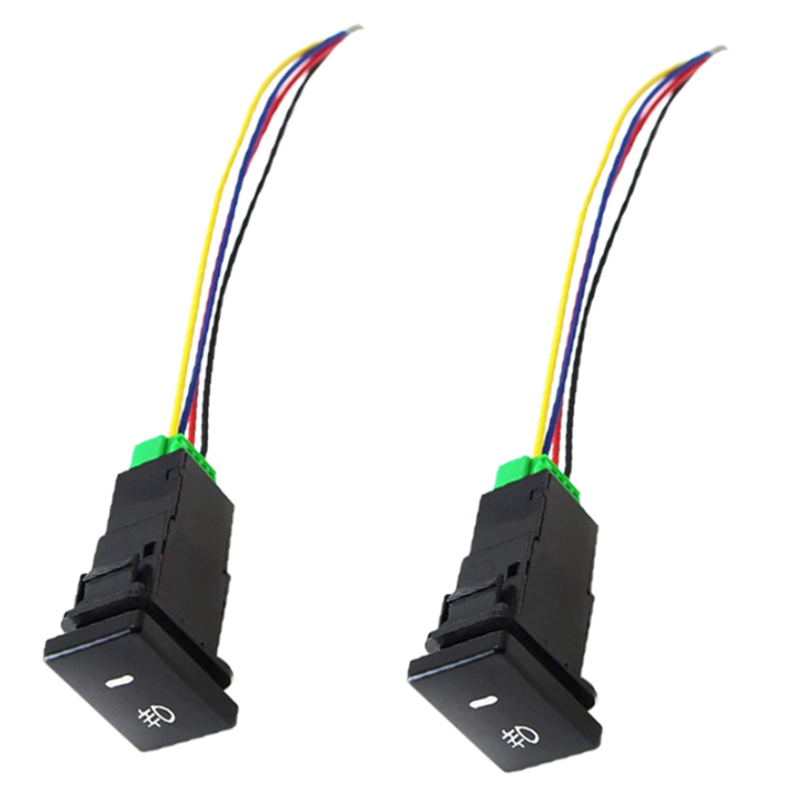 2X 4-Pole 12V Push Button Switch with LED Background Indicator Lights for Fog Lights DRL LED Light Bar(33X22mm)