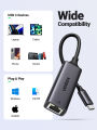 【Buy 2 for 6666】UGREEN USB C to Ethernet Adapter RJ45 to Thunderbolt 3 Type C Gigabit Network LAN Converter 10/100/1000Mbps for MacBook Pro Air, iPad Pro, Galaxy S20 S10 S9, XPS 13 15, Surface Book 2 Go, Chromebook. 