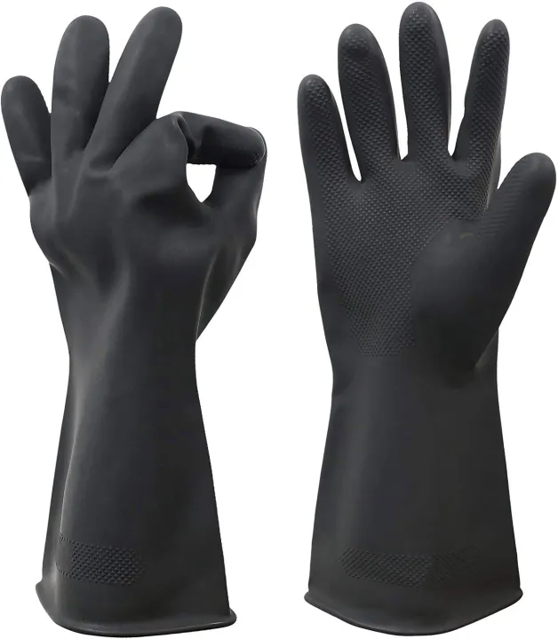 Reusable%20Gardening%20Dishwashing%20Scrubbing%20Cleaning%20Gloves%20Rubber%20Gloves%20(9-9%201/2)%20Black%20-%20Image%204