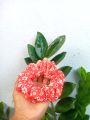 Floral printed scrunchies , unique girl hair accessories , hair and hand scrunchies , new scrunchie styles 2024. 