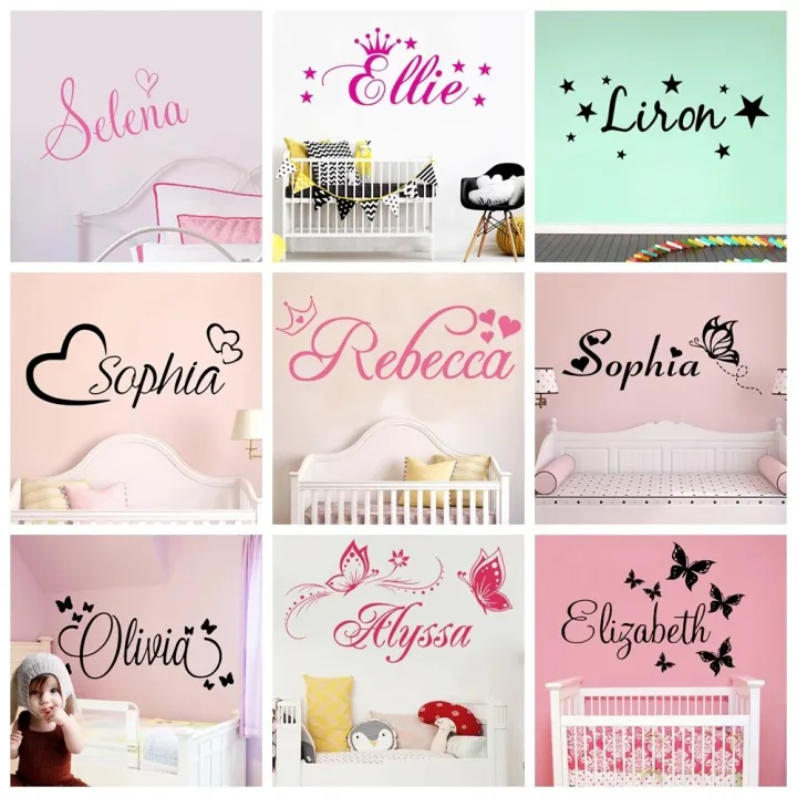 Personalized Custom Name Butterfly Wall Sticker Wallpaper For Nursery ...