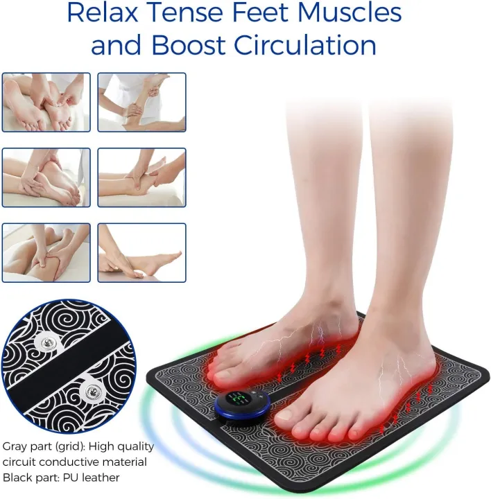 EMS Foot Massager,Folding Portable Feet Massage Machine,Electronic Muscle Stimulatior Massage Mat USB Rechargeable