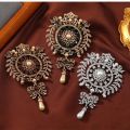 Exaggerated Vintage Women Luxury Baroque Pendant Rhinestone Large Brooches Pins Retro Middle Style Lady Party Banquet Badges Pin. 