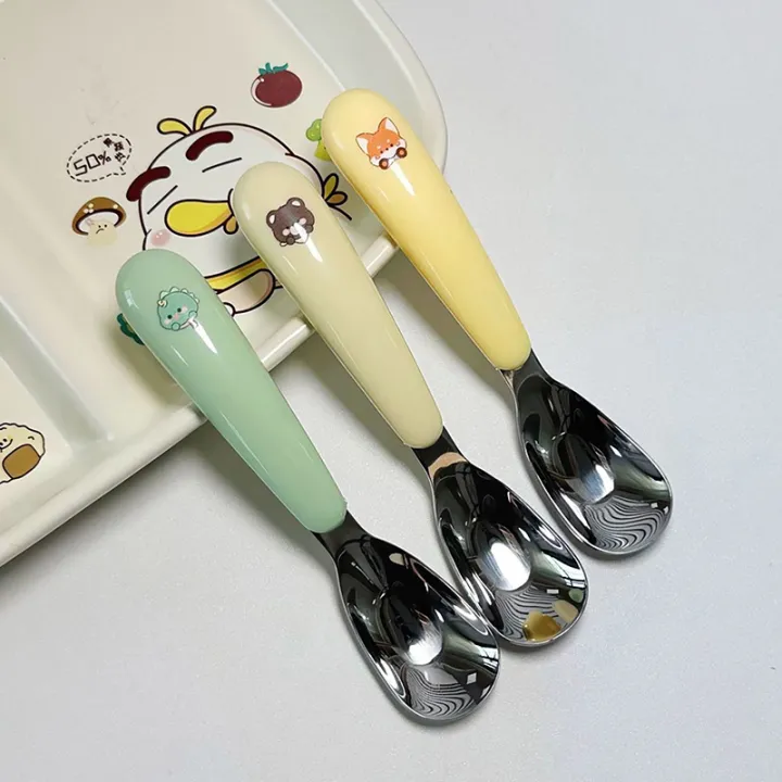 Spoon Kawaii Household Fall Prevention 304 Stainless Steel Baby Children Complementary Food Spoon Tableware Girl FUHENG