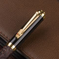 891 Brown Color 3d Pattern Chinese Dragon Golden Clip Roller Pen With M Nib For Antique Writing Metal S Pen. 