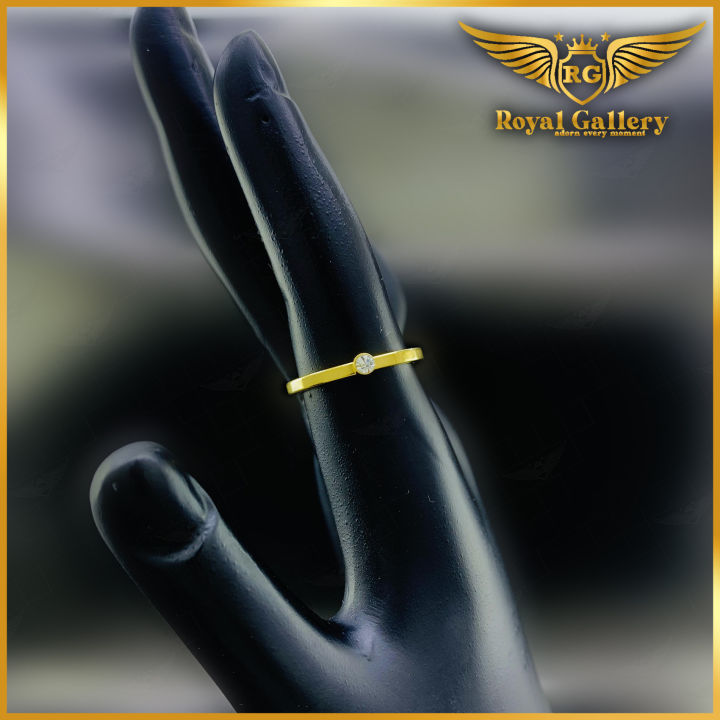 Gold Plated Women Plain Ring with White Stone Jewellery Womens