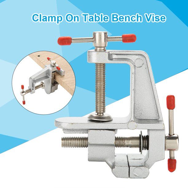 Aluminium Alloy Table Bench Clamp Vise Mini Bench Vise Table Screw Vise-silvery