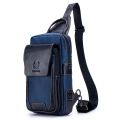 Men Leather ling Bag Casual Chest Bag Pack Crossbody Bag ling Backpack Travel houlder Backpack. 