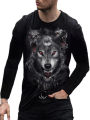 Vintage polyester T shirt men long sleeve 3D lion printed top MEN'S oversized clothes O neck casual tee male T shirt streetwear. 