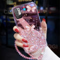 For Xiaomi Redmi Note 10 5G Cover + Crystal Wrist Strap Fashion 3D Rhinestone Butterfly Shiny Glitter Girls Phone Case Clear Soft Silicone Bumper Shockproof Protective Back Cover. 