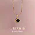 ShopSphere LEIAHIN 18K Gold 4 Leaf Clover Pendants Tala Necklace For Women Fashion Jewelry,TBK Bestie Necklaces,Korean Accessories L1. 