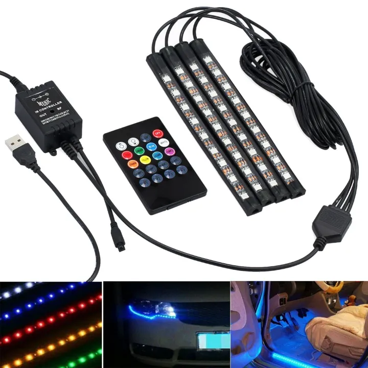 Rgb Led Footwell 4x DC12V 9 LED RGB Car Interior Atmosphere Footwell Strip Light | Daraz.lk
