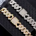 ZEBF-Fashion Bling Paved Rhinestone Prong Cuban Chain Bracelet for Women Men Hip Hop Iced Out Chunky Link Chain Bracelets New Jewelry. 