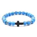 Yfashion Unisex Fashion Elegant Cross Beaded Bracelet ple Elasticity Hand Chain. 