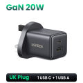 UGREEN 20W GaN Fast Wall Charger 1 USB C 1 USB A Port Charger with QC Portable for iPhone 17 16 15 Pro Max iPhone 16 15 Plus iPad Pro Samsung S25 Ultra S24 Huawei Mate 60 Xiaomi 14. 