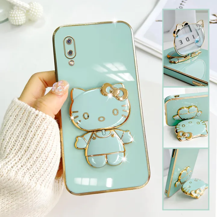 TA%20for%20Samsung%20M02%20A02%20Back%20Cover%20Hello%20Kitty%20Mirror%20Folding%20Bracket%20Luxury%206D%20Plating%20Case%20Soft%20Silicone%20Square%20Phone%20Case%20for%20Girls%20-%20Image%202