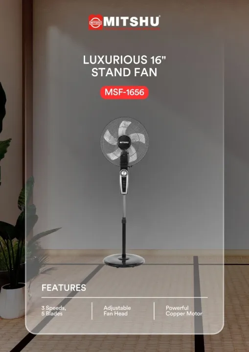 Mitshu  Luxurious 16 Inches Stand Fan – MSF 1656