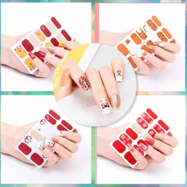 Withoutyou%20Set%20Nail%20Full%20Cover%20Cartoon%20Cute%20Nails%2014%20%5BBeautyDealsMALL%5D%20Tips:%20High%20Quality%20Latest%20Women's%20Stickers:%20Tiger%20Animal%20Rubberized%20Nails%20Manicure%20-%20Image%202