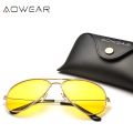 AOWEAR Brand 3025 Goggles Vision Night Glasses for Driving Polarized Aviation Yellow Sunglasses Men Night Vision Pilot Eyewear. 