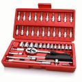 46pcs 1/4-Inch Socket Set Car Repair Tool Ratchet Torque Wrench Combo Tools Kit Auto Repairing (TLS). 