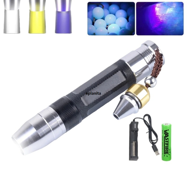 GEM CHECKING TORCH Gem Checking Tool 3 Colours With UV Ultraviolet Rechargeable Gem Identification Torch 3 IN 1 Light Sources Portable Dedicated UV Flashlight Ultraviolet Gemstones Jewelry amber Money