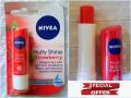 Original_ Nivea Strawberry / Cilek Fruity Shine Moisture Lip Care Balm (NSFS). 