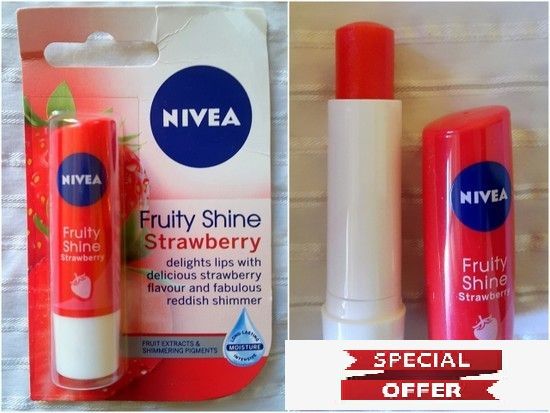 Original_ Nivea Strawberry / Cilek Fruity Shine Moisture Lip Care Balm (NSFS)