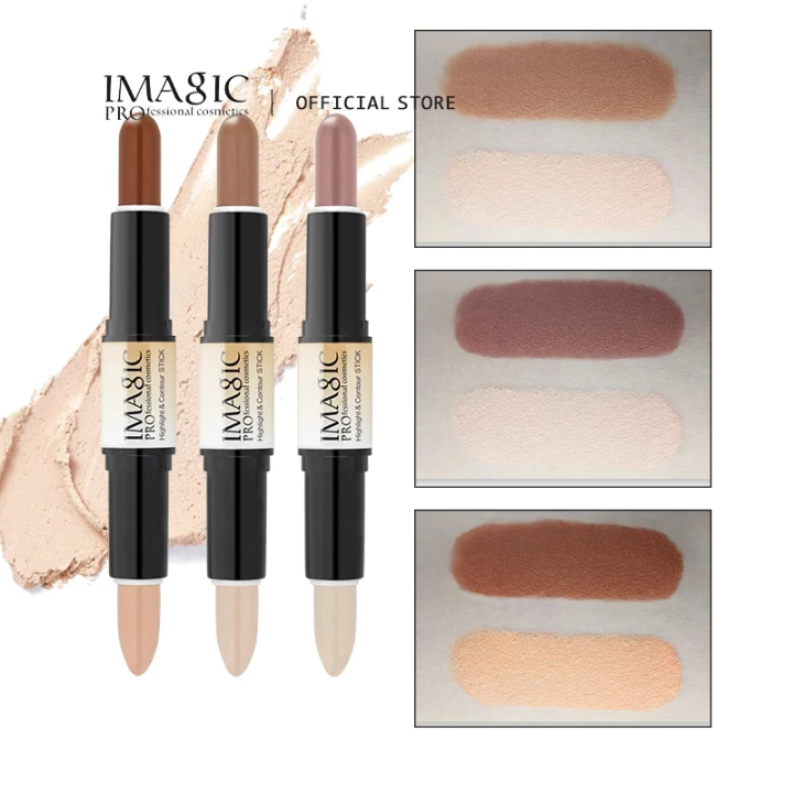 IMAGIC Makeup Creamy Double-ended 2in1 Contour Stick Contouring Highlighter Bronzer Create 3D Face Concealer Full Cover Blemish