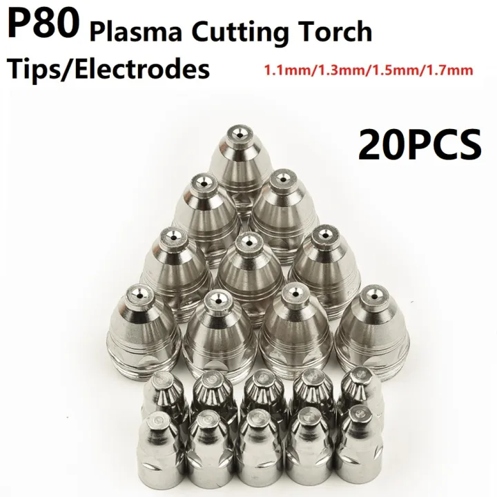 20pcs%20Premium%2060-100A%20For%20P80%20Plasma%20Cutting%20Electrodes%20Nozzles%20CNC%20Cutter%20For%20P80Plasma%20Consumable%20Tips%201.1%201.3%201.5%201.7mm%20-%20Image%203