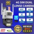 4G Dual lens CCTV security camera wireless outdoor 8MP V380 Pro 4G Sim card network pan tilt CCTV night vision camera. 