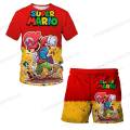 Cool Super Mario T-shirt Shorts Two-piece set Children's Clothing Sets Kids Boys Girls Tops Tee Mario Bros T-shirt Pants Suit. 