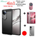 BLKNAIM 4in1 Phone Case For VIVO V50 5G anti-fall wire drawing phone case+ tempered glass+Lens Film+Back film. 