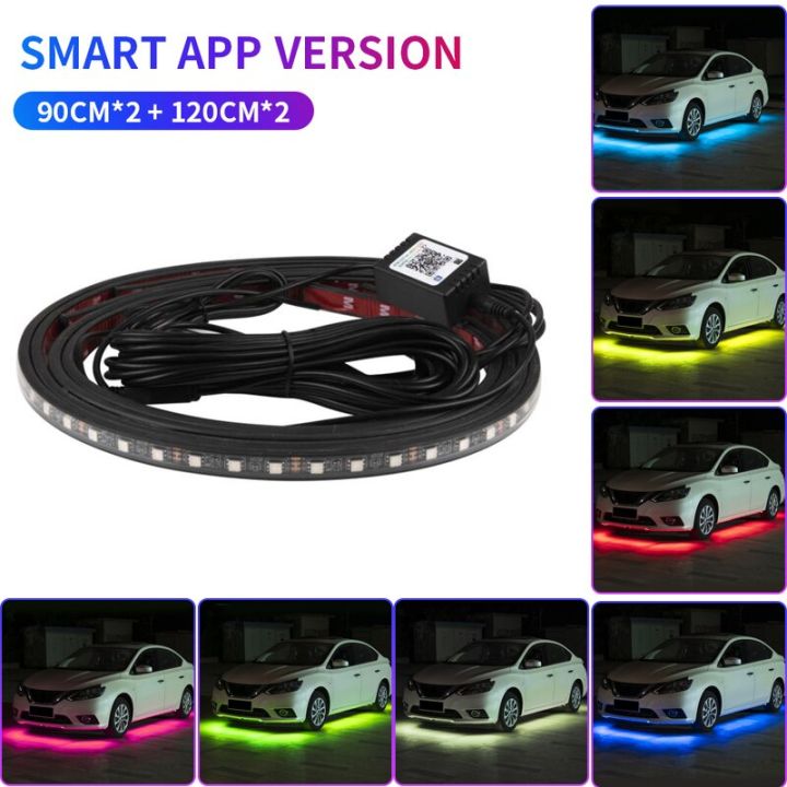 Car Underglow Neon Light Strip Remote /APP RGB Waterproof LED Underbody Ambient Lights Backlight Decorative Atmosphere Lamp 12V-90-120 APP