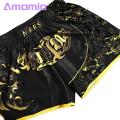 Kickboxing Shorts Premium Unisex Muay Thai Shorts Lightweight Ice Silk Embroidered Design Elastic Waist Ideal for Boxing Kickboxing Mma Training. 