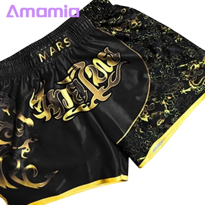 Kickboxing%20Shorts%20Premium%20Unisex%20Muay%20Thai%20Shorts%20Lightweight%20Ice%20Silk%20Embroidered%20Design%20Elastic%20Waist%20Ideal%20for%20Boxing%20Kickboxing%20Mma%20Training%20-%20Image%203