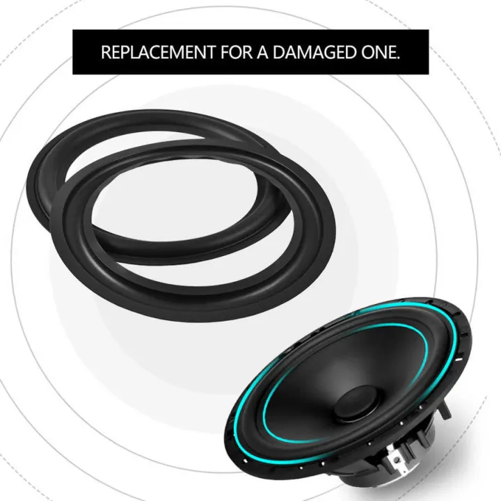 2 pcs 8 Inch Hole Rubber Speaker Foam Surround Ring Replacement or Parts for DIY (Black)
