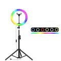 26CM RGB Ring Light With Holder + 7 ft Stand - RGB LED Soft Ring LIght 16 Spectrum 26 cm /10 inches With 7.5ft Metal Tripod Stand And Mobile Phone Holder - 10inch/10" MJ26 Multicolor Ringlight. 