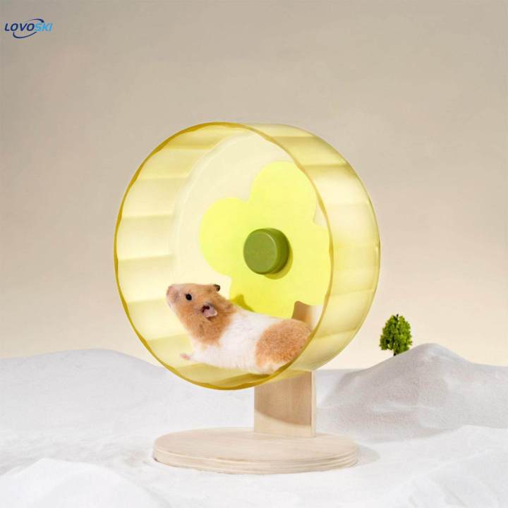 8.7inch Guinea Pig Running Wheel Exercise Toy Sturdy Stable with Bracket Yellow