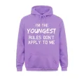 Hot Sale Youngest Child Rules Don't Apply To Me Siblings Hooded Tops Long Sleeve Men Sweatshirts HoodiesClothes Custom. 