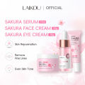 LAIKOU Sakura Skincare Set Serum Eye Cream Face Cream Skin Rejuvenation Shrink Pores Remove Acne 3pcs. 