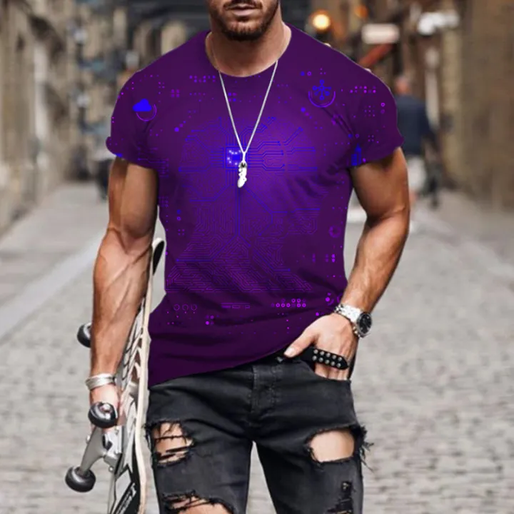 2023%20New%20AI%20Technology%20Illustration%20Men's%20Creative%20Men's%20T-shirt%20Short%20Sleeve%203D%20Top%20Oversized%20Breathable%20Punk%20T-shirt%20-%20Image%203