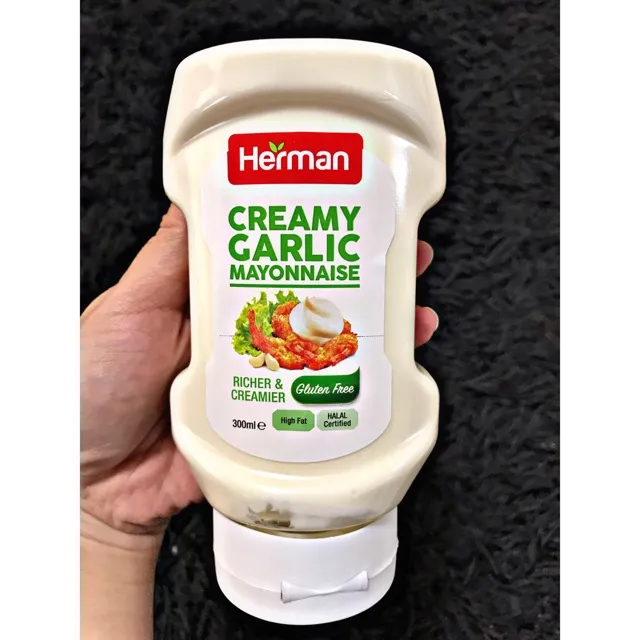 Herman Creamy Garlic Mayonnaise Ketchup Ramazan fasting evening sharing gathering Ifthar Nombu Tasty for Buns Burgers Submarines Club Sandwich White Sauce Dressings Spreads Jam Nutella [300ML]