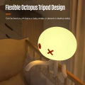 Cute Jellyfish Baby Night Light Dimmable Baby Bedside Lamp Silicone Kids Night Lights for Bedroom 3 Light Modes Built-in Battery Tap Control with Flexible Octopus Tripod. 